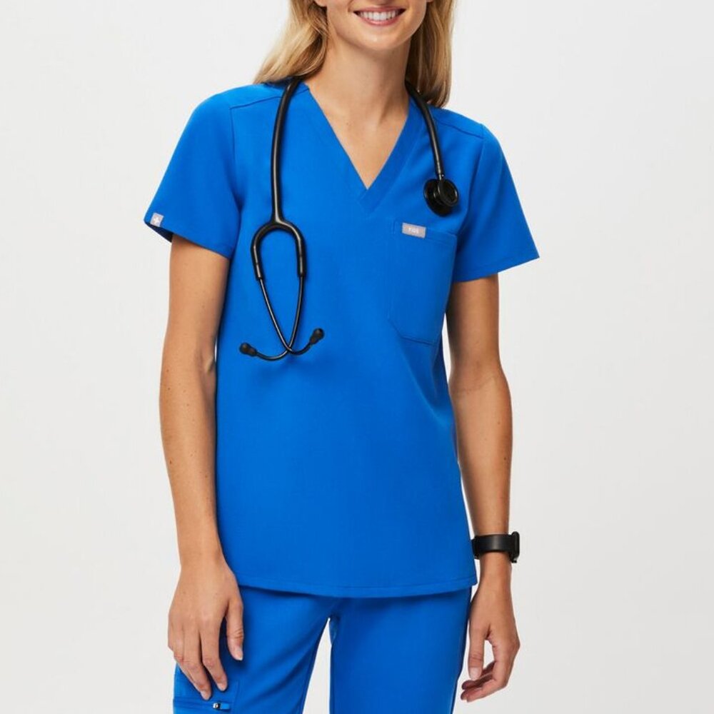 Figs Women's Catarina One-Pocket Scrub Top - Royal Blue, Medium